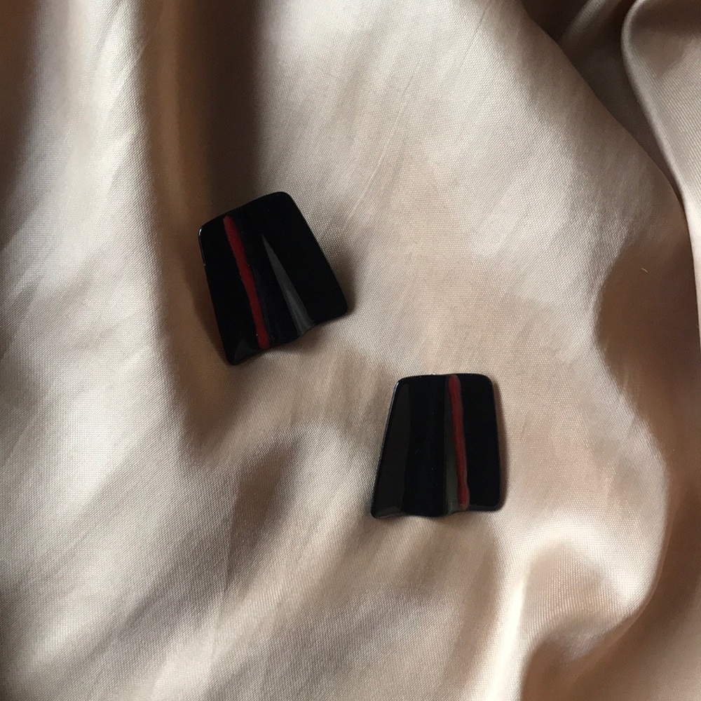 Vintage black with red accent earrings